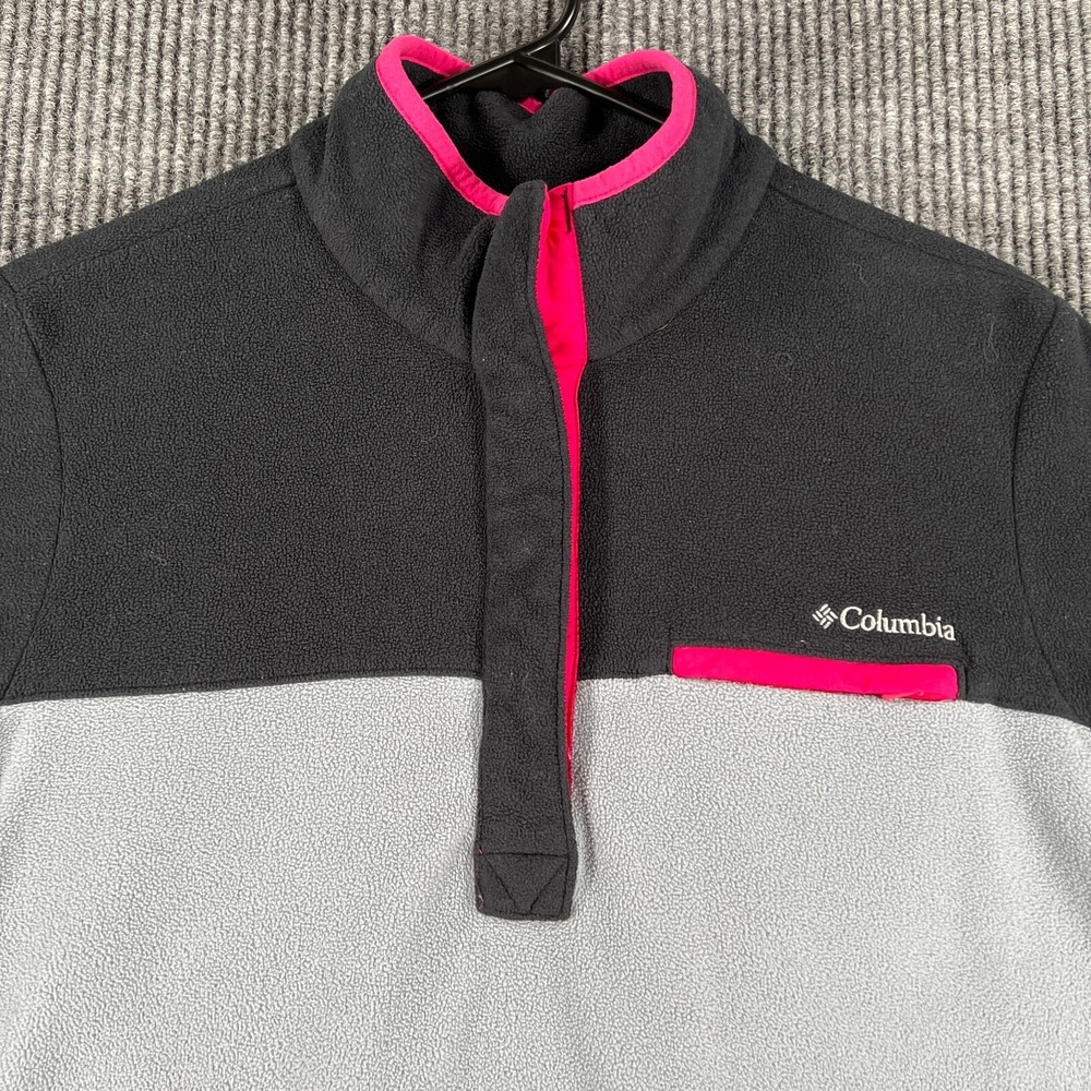 Columbia‎ Sweatshirt Womens Large Black Gray Long Sleeve Fleece 1/4 Mock Neck